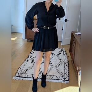 A.P.C. Women's Navy Natalia Balloon-Sleeve Peplum Hem Dress Sz 34 EUC